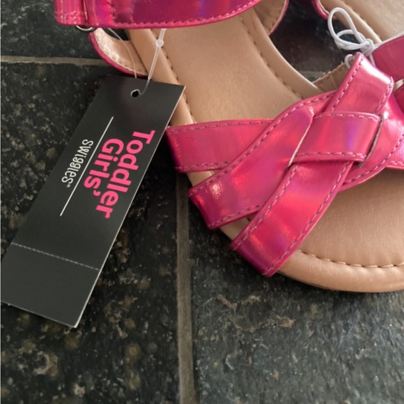 NWT Pink Shimmer Glam Toddler Girl's Strappy Sandals Size 7 - Picture 5 of 5